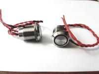 Пьезокнопка красная, 19mm, Pulse, NO, провод 20мм