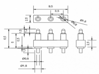 Pogo Pin Connector DIP 3Pin 3.5m 