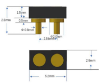 Pogo Pin Connector DIP 2Pin 2.54m F