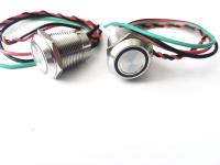 Пьезокнопка красная, 19mm, Latching, провод 20мм