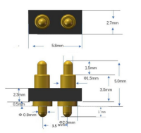 Pogo Pin Connector Double 2Pin 3.5m-5m