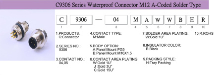 Герметичный разъем серии C9306 M12 IP67 вилка на блок