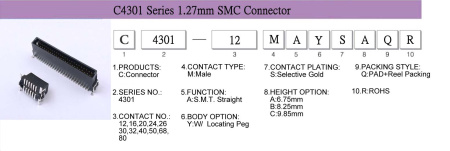 Разъем SMC (1.27)  SMD 2x10 M C4301-XXMAYSXQR