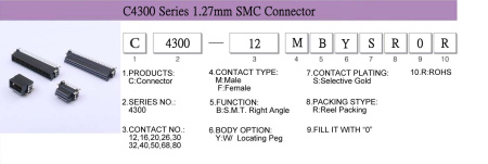 Разъем SMC (1.27)  SMD 2x10 MR C4300-XXMBYSR0R