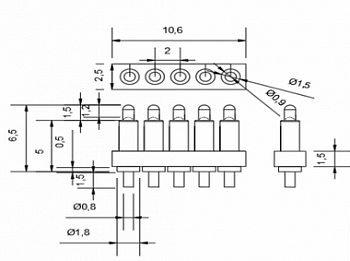 pogo pin connector dip 5pin 2m 5 контактные оптовые поставки компанией Восточный поток