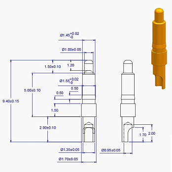pcb dc pogo pin solder 9.4mm пайка Soler Cup Pogo Pin оптовые поставки компанией Восточный поток