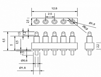 pogo pin connector dip 5pin 2.5m 5 контактные оптовые поставки компанией Восточный поток