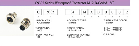 Герметичный разъем серии C9302 M12 IP67 вилка на плату